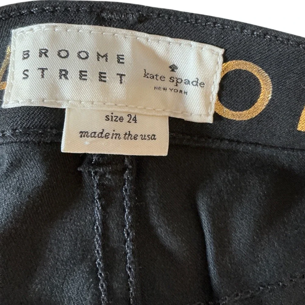 Kate‎ Spade Broome Street Black Skinny Pants Front Zip Pockets 24 Made in USA